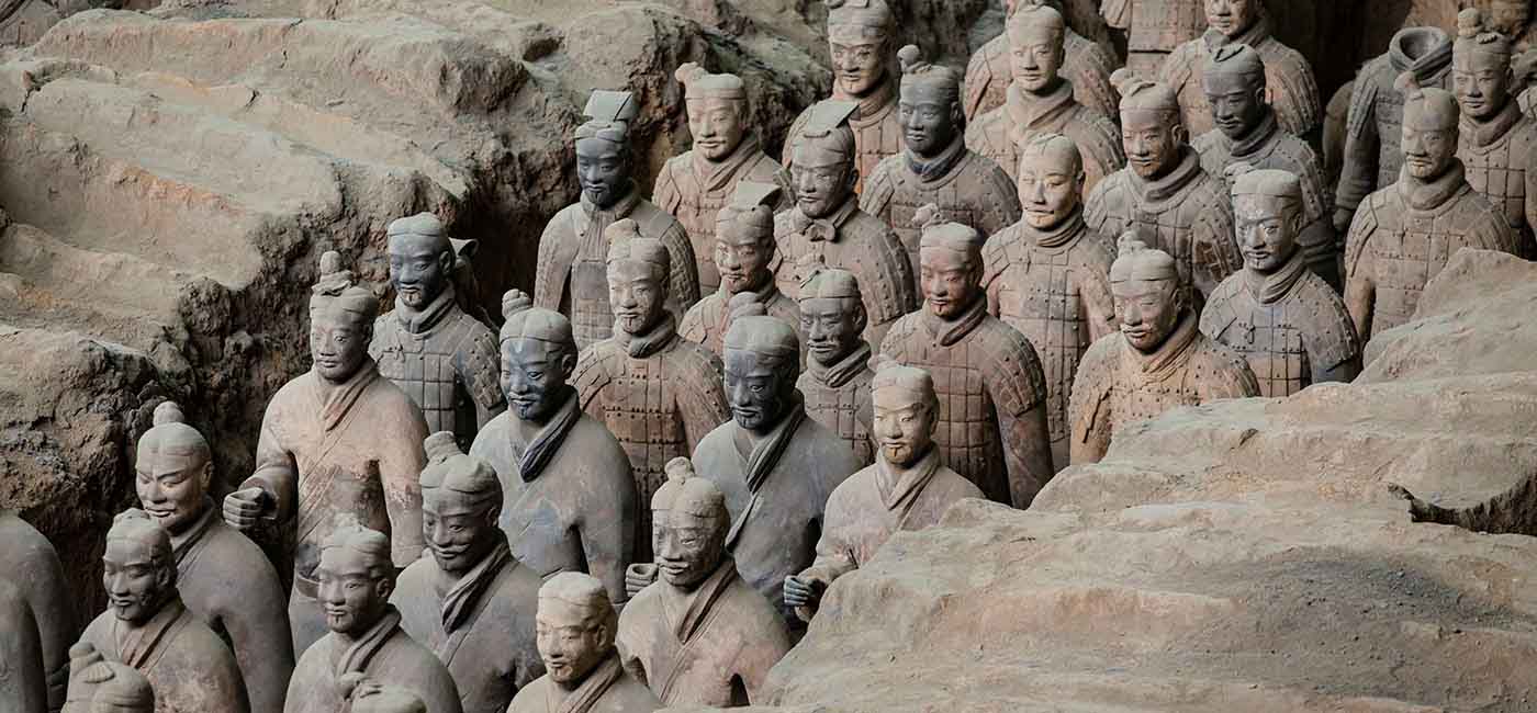 A photograph of sculptures of the Terracota Army of the first emperor of China
