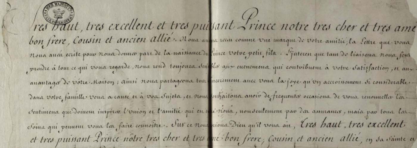 Letter from Louis XIV to George I on the occasion of his ascension at the death of Queen Anne.!''