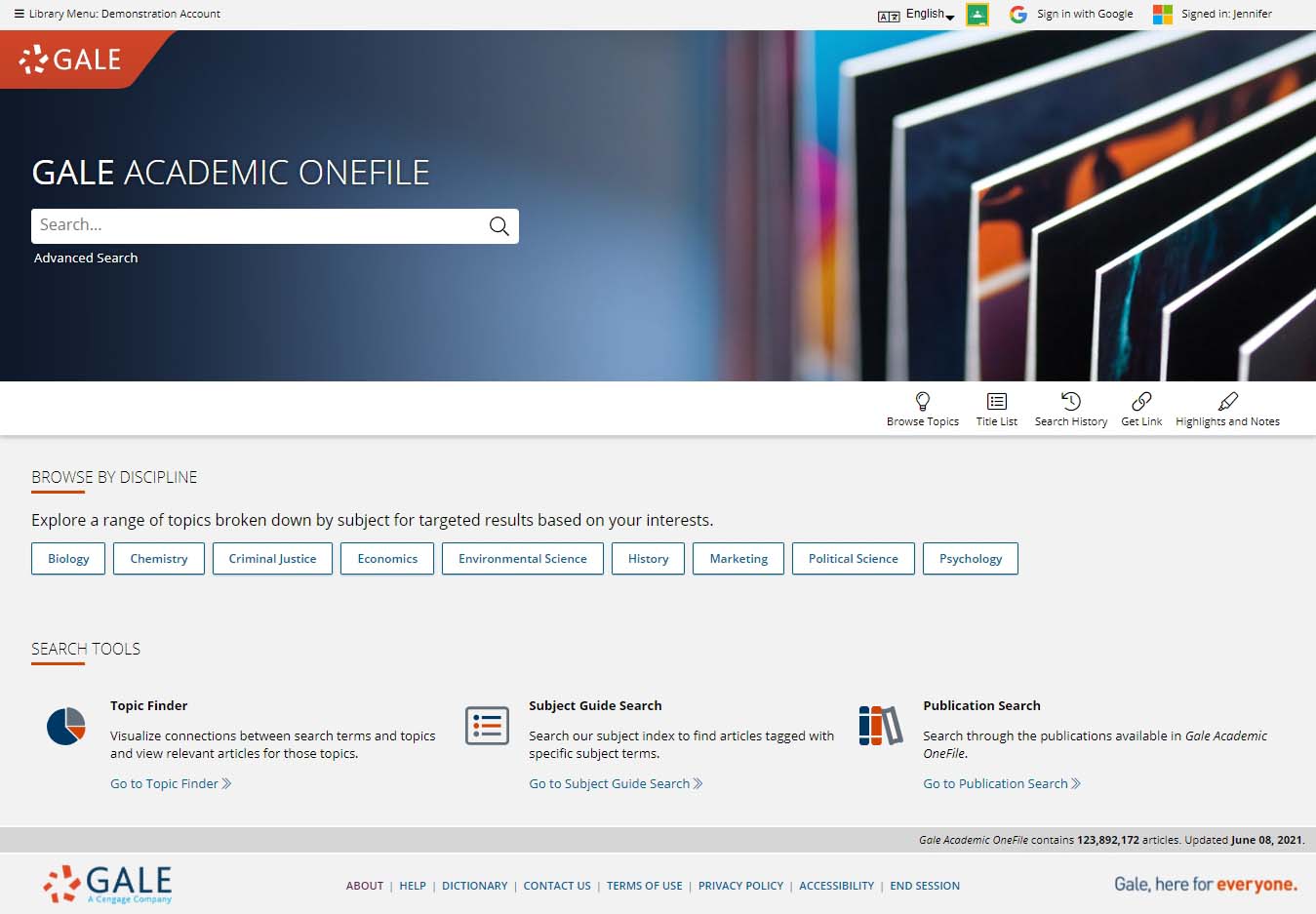 Gale Academic OneFile Product Homepage