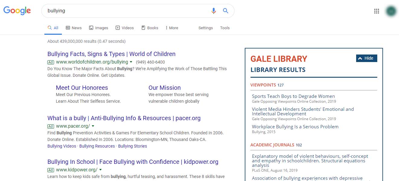 利用“Gale资源中心：相反论点”Chrome浏览器插件，在谷歌搜索中找到权威结果！