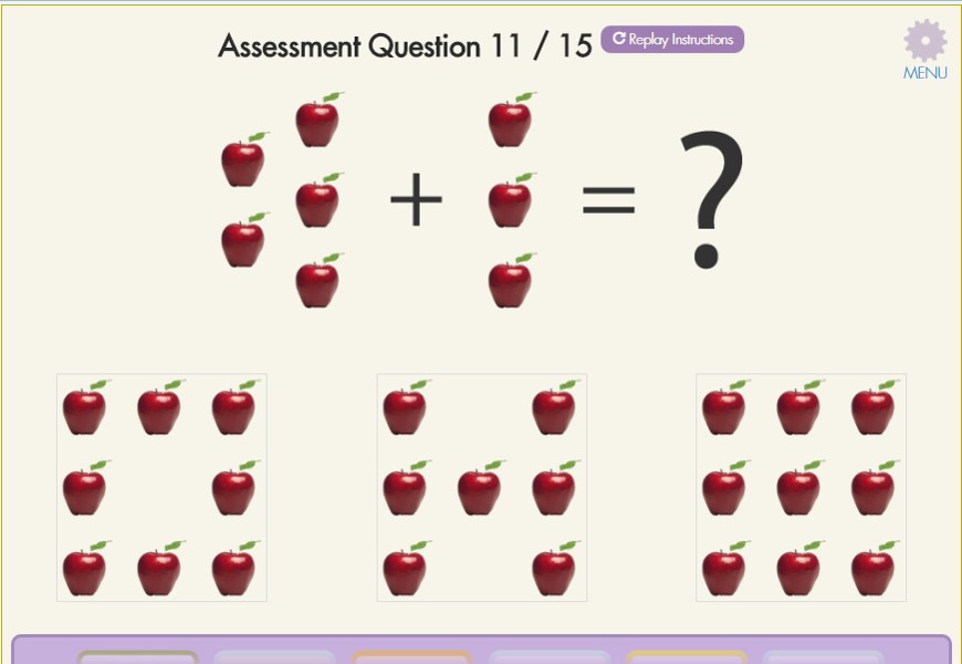 Children take 15-question assessments on a regular basis to measure growth.
