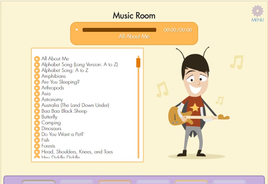Songs from lessons can also be played in the Music Room.