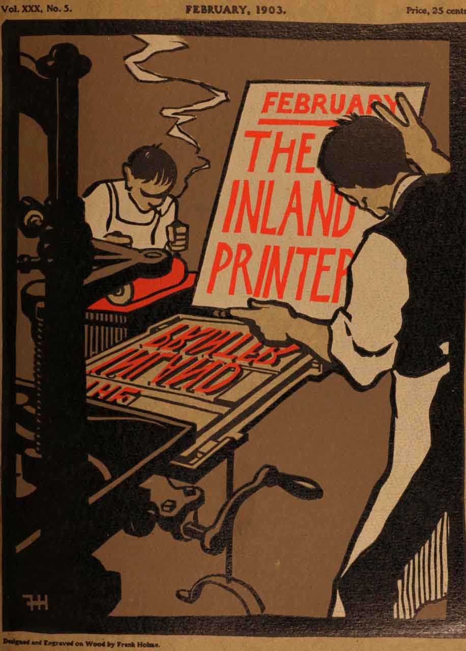 The February 1903 cover of the magazine The Inland Printer