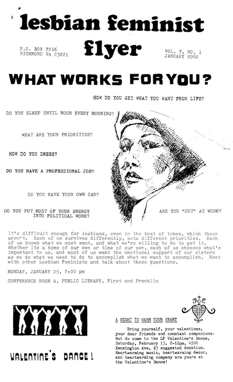 里士满女同性恋女性主义传单，1982年1月