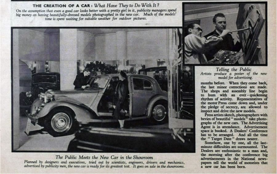 Article from the Picture Post that highlights how women supported the launch of new vehicles in the late 1930’s